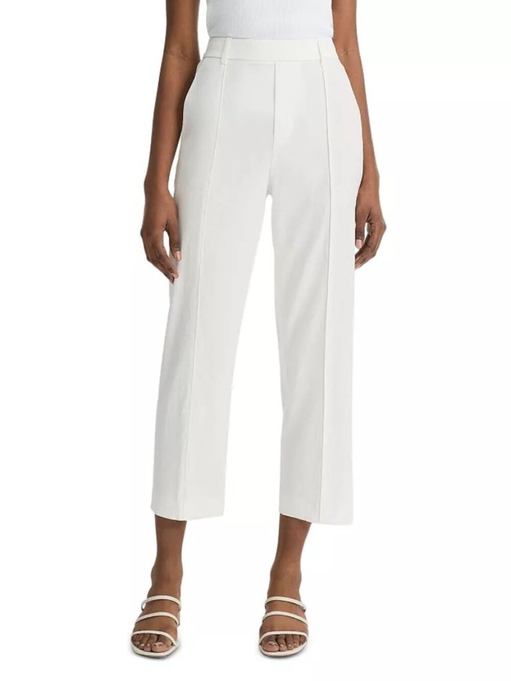 VINCE Grace Mid-Rise Linen Tapered Pull-On Pants in Off White Size XS